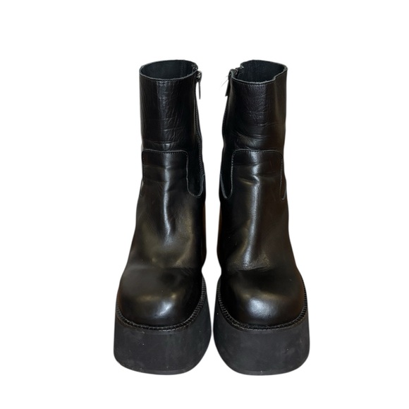 Vintage Y2K Steve Madden Black Leather Chunky Platform Boots EU 38/US 7.5 - Picture 3 of 9